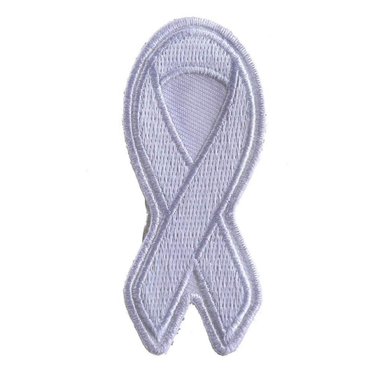 WHITE RIBBON Lung Cancer Awareness Motorcycle Biker Patch Craft Supply