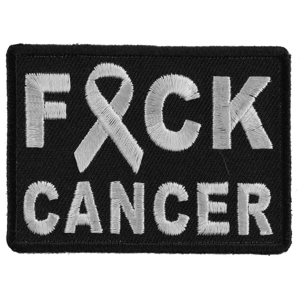 FCK CANCER White Ribbon Biker Motorcycle Embroidered Patch