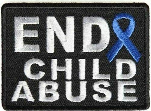 END CHILD ABUSE Blue Ribbon Biker Motorcycle Embroidered Patch