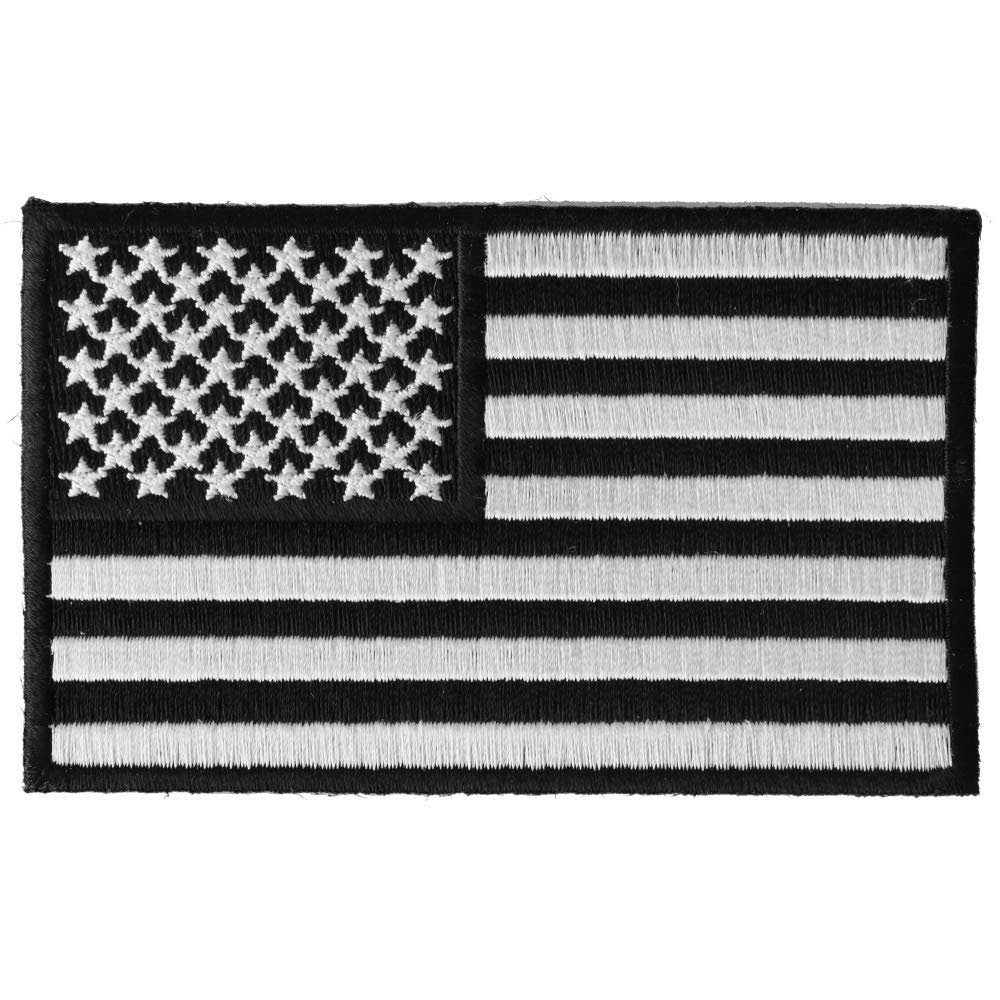 WHITE BLACK American Flag Military Embroidered Patch