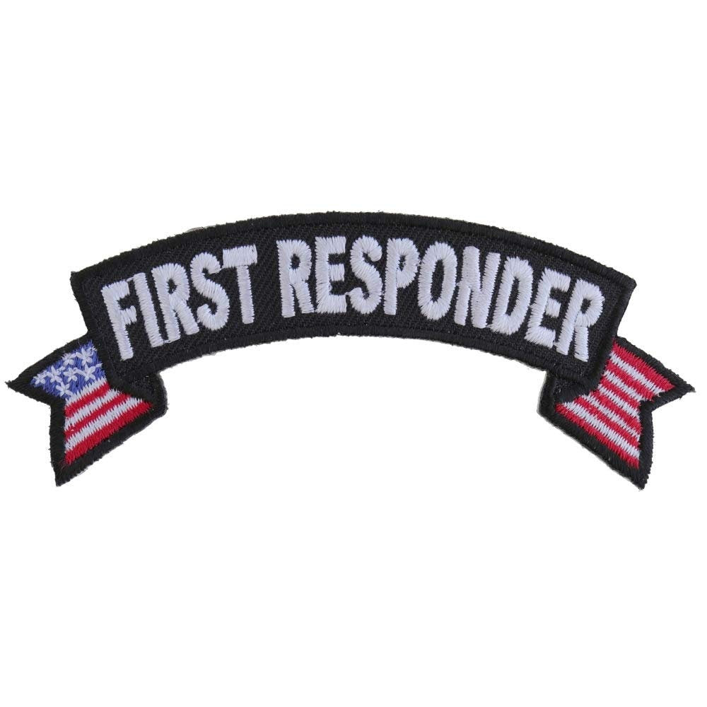 FIRST RESPONDER Rocker Small Flag Biker Motorcycle Embroidered Patch
