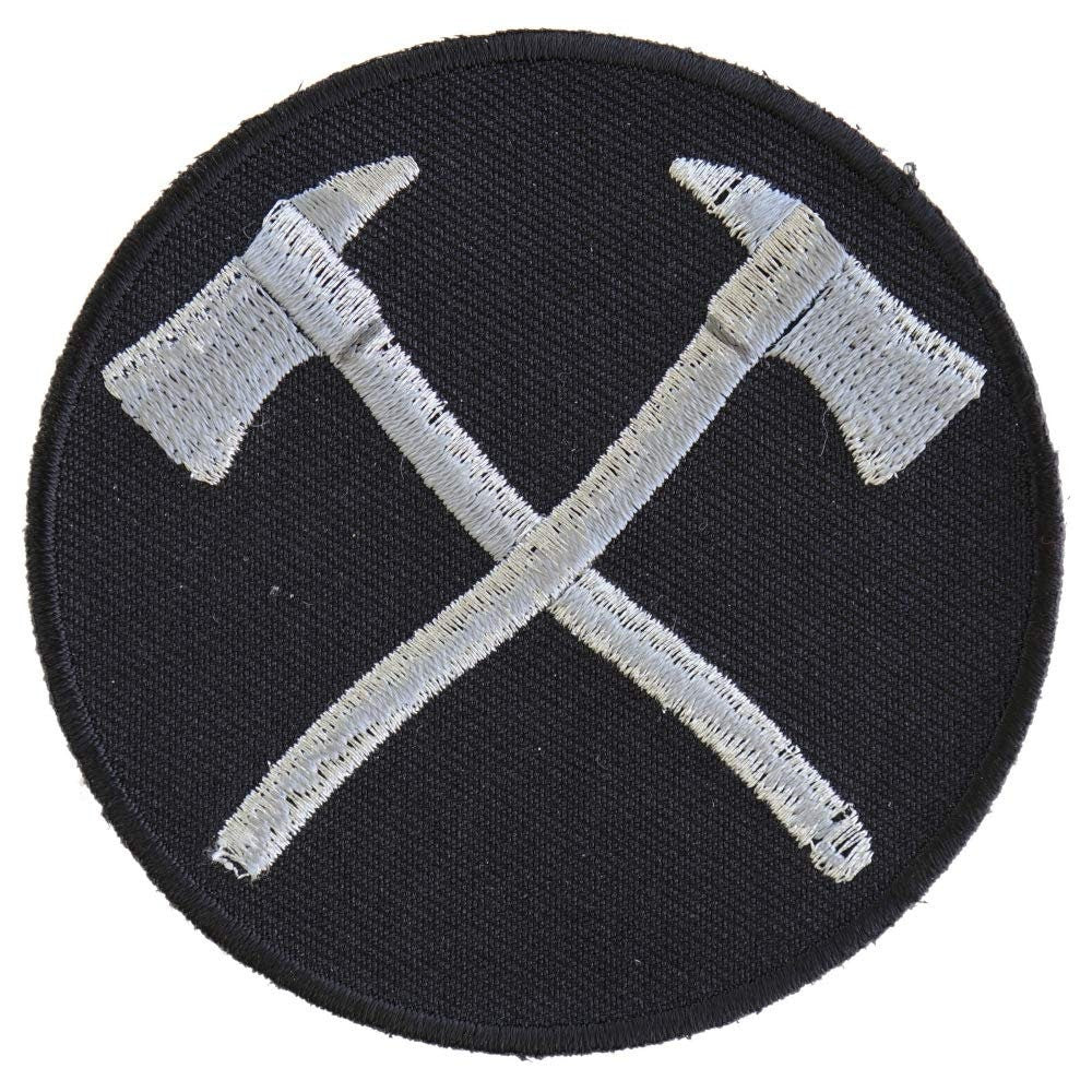 CROSSED AXES In Silver Firefighter Embroidered Patch