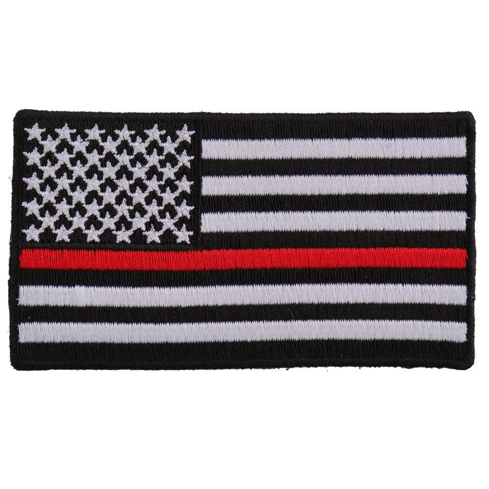 Subdued United States US Thin RED Stripe Line Flag Firefighter Embroidered Patch