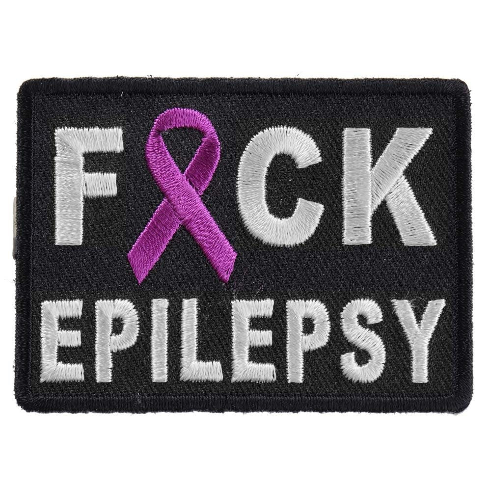 FCK EPILEPSY Purple Ribbon Awareness Biker Motorcycle Embroidered Patch Craft Supply