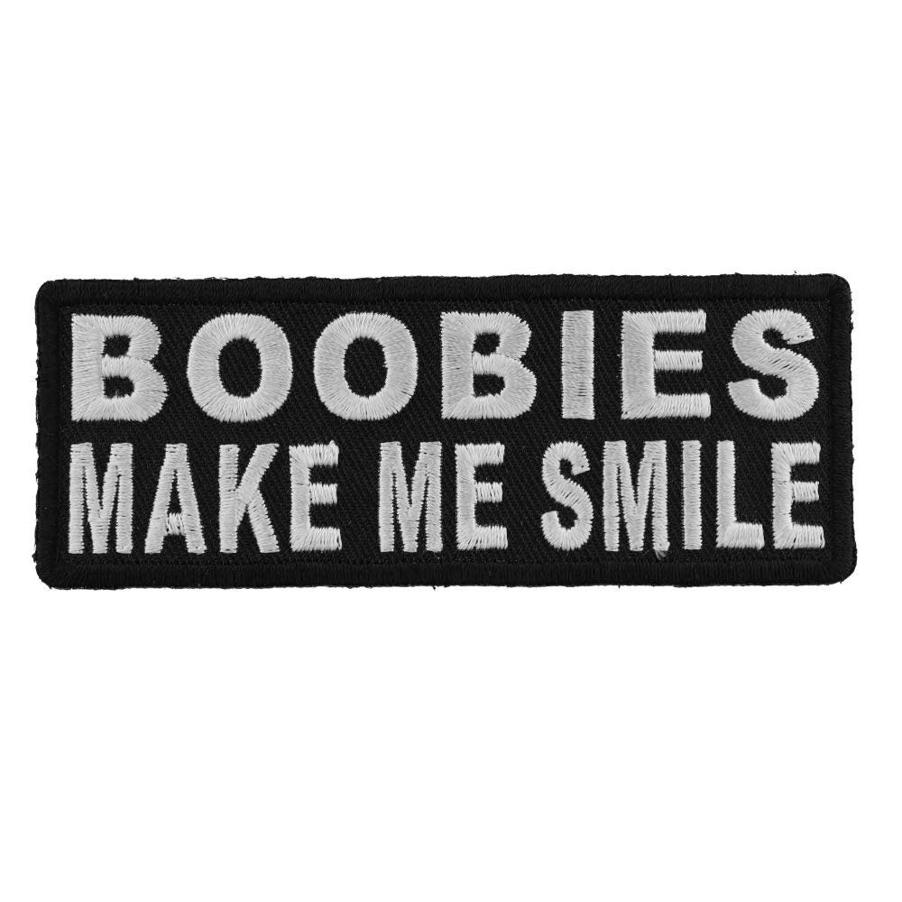 BOOBIES MAKE ME Smile Funny Biker Motorcycle Embroidered Patch