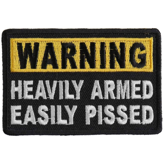 WARNING Heavily Armed Easily Pissed Funny Biker Motorcycle Patch