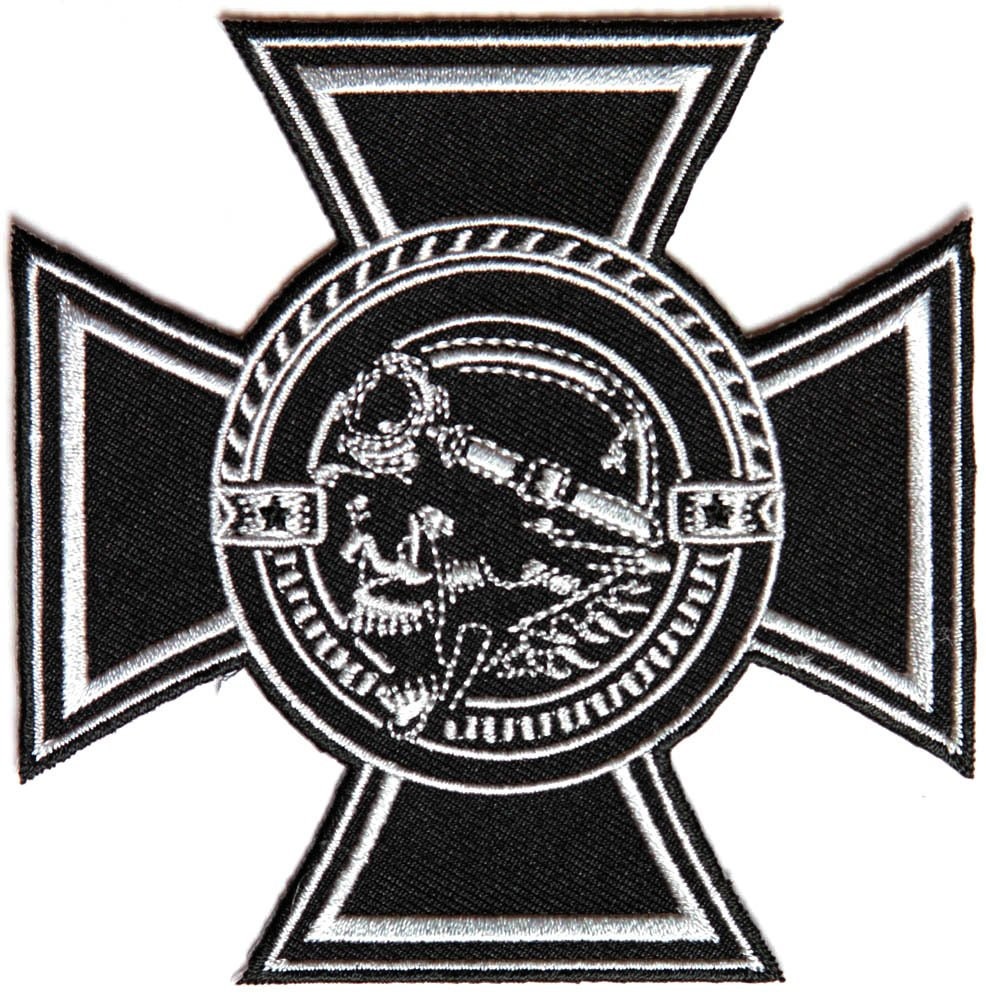 MALTESE CROSS BIKER Skull Motorcycle Embroidered Patch