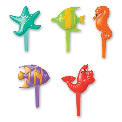12 Sea Life Cupcake Picks Rings Cake Toppers for School Birthday Luau Sea Creatures Starfish Lobster Party