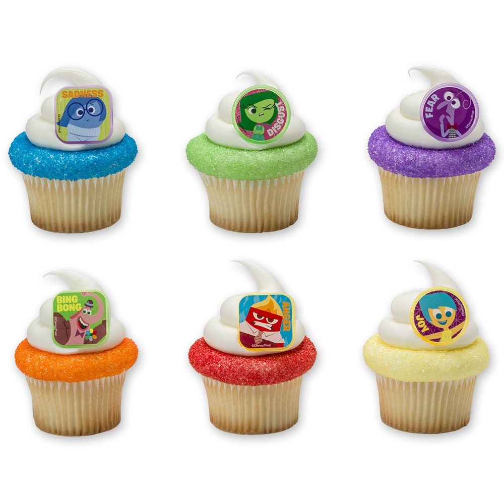 12 Inside Out Riley's Emotions Cupcake Rings Cake Toppers for Kids Birthday Party