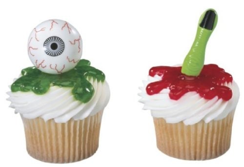 12 Halloween Witch's Finger and Eyeball Cupcake Picks Cake Toppers Rings Party