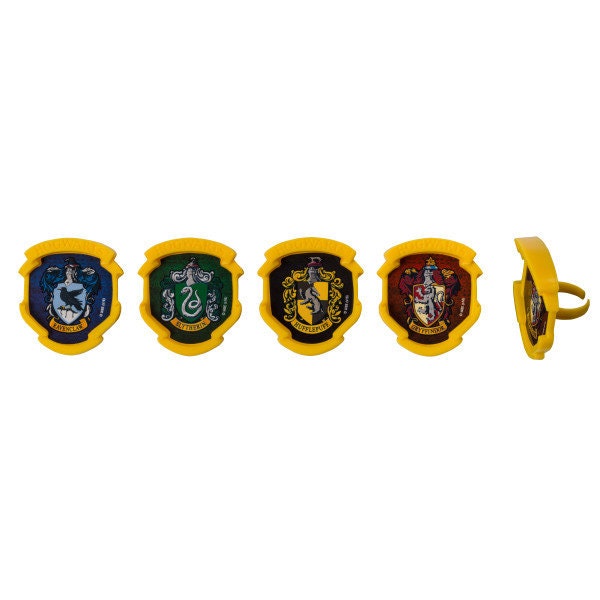 12 HARRY POTTER Cupcake Rings Hogwarts Houses Cake Toppers for Birthday Party Decoration