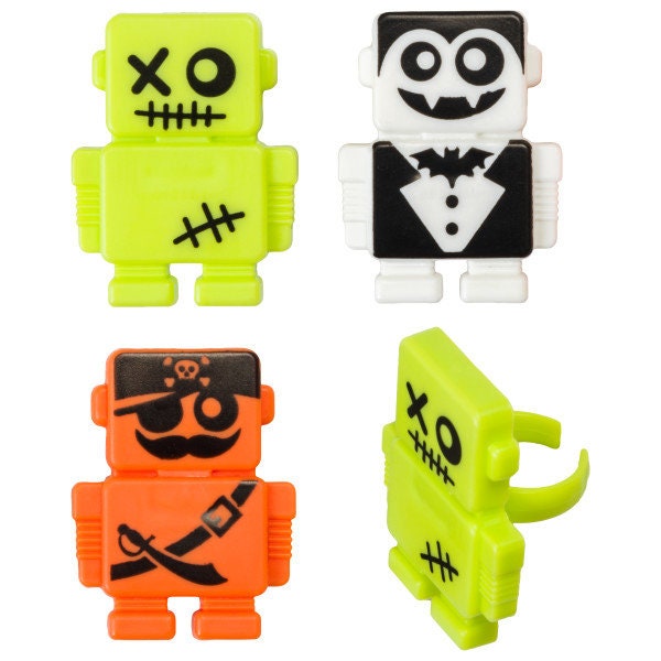 12 SCARYBOTS Cupcake Rings HALLOWEEN Cake Toppers for Birthday Party Decoration