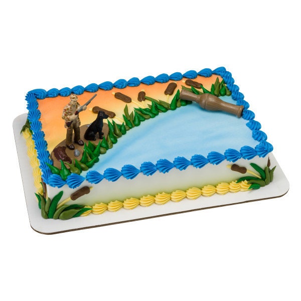 DUCK HUNTING Cake Topper Hunter with Dog Rifle Cake Decoration Decoset Birthday