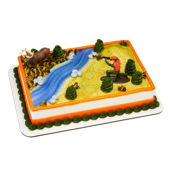 DEER HUNTING Cake Topper Hunter with Rifle Cake Decoration Decoset Birthday Craft Supply