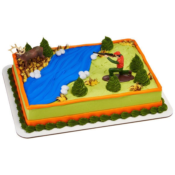 DEER HUNTING Cake Topper Hunter with Rifle Cake Decoration Decoset Birthday Craft Supply