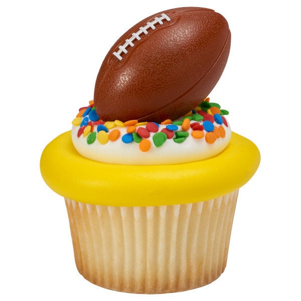 12 FOOTBALL Cupcake Rings 3D Cake Toppers for Birthday Party Decoration