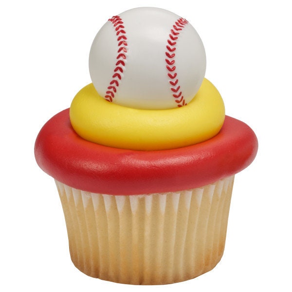12 BASEBALL Cupcake Rings 3D Cake Toppers for Birthday Party Decoration