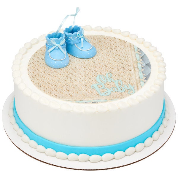 BLUE BABY BOOTIES Cake Topper Cake Decoration Baby Shower Boy Shoes Decoset