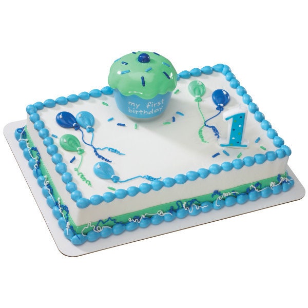 CUPCAKE BLUE KEEPSAKE Box Turning 1 Cake Topper Cake Decoration Birthday Boy Decoset