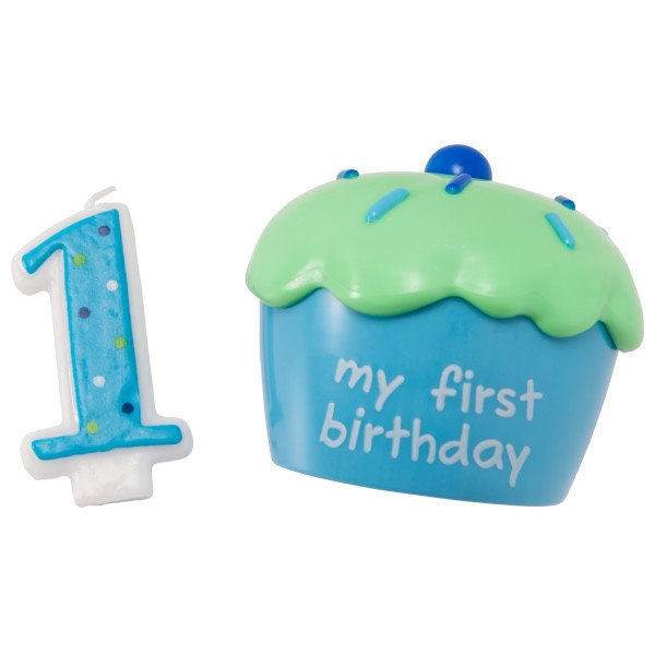 CUPCAKE BLUE KEEPSAKE Box Turning 1 Cake Topper Cake Decoration Birthday Boy Decoset Craft Supply
