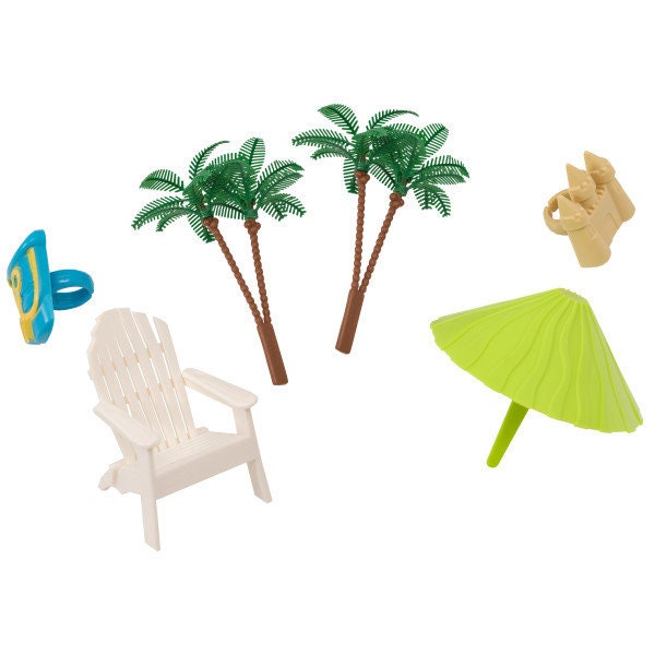 BEACH CHAIR UMBRELLA Cake Topper Cake Decoration Birthday Hawaiian Luau Decoset