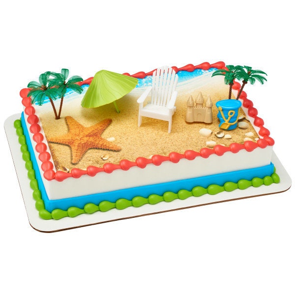 BEACH CHAIR UMBRELLA Cake Topper Cake Decoration Birthday Hawaiian Luau Decoset