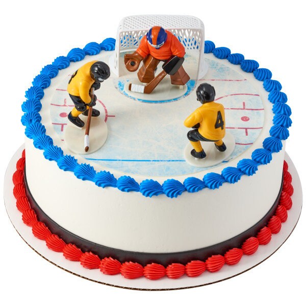 HOCKEY FACE OFF Cake Topper Cake Decoration Birthday Sports Goal Hockey Puck Decoset Craft Supply