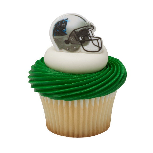 12 CAROLINA PANTHERS Cupcake Rings NFL Cake Toppers for Birthday Party Decoration