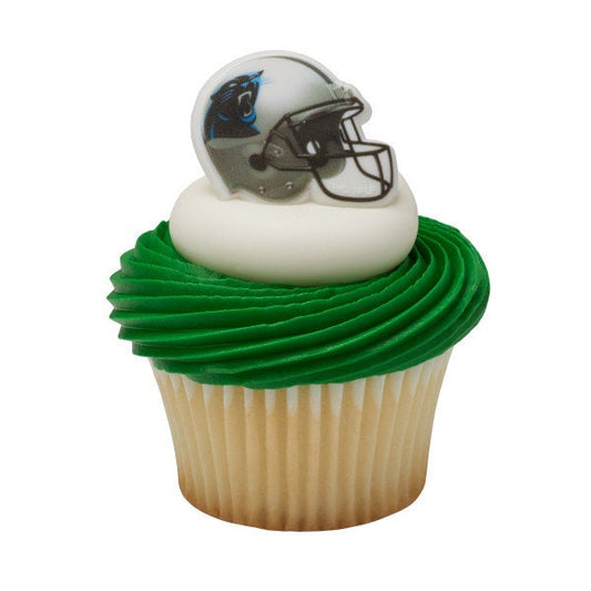 12 CAROLINA PANTHERS Cupcake Rings NFL Cake Toppers for Birthday Party Decoration Craft Supply