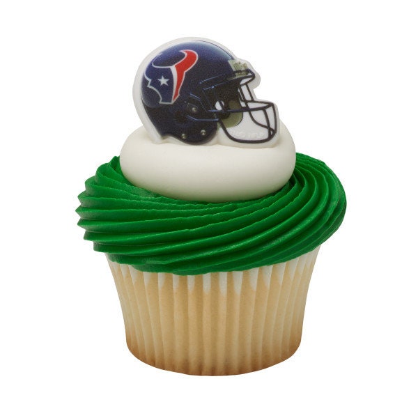 12 HOUSTON TEXANS Cupcake Rings NFL Cake Toppers for Birthday Party Decoration Craft Supply