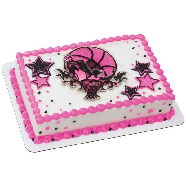 BASKETBALL STARS Cake Topper Cake Decoration Girls Pink Birthday Sports Decoset Craft Supply