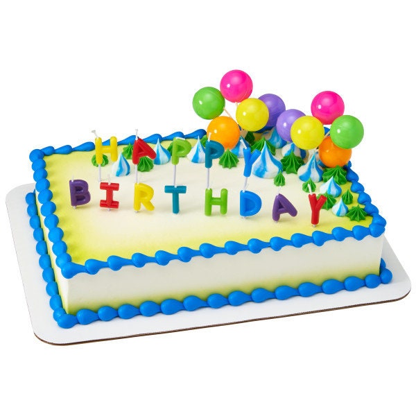 HAPPY BIRTHDAY NEON Candles Balloons Cupcake Cake Toppers for Party Decoration