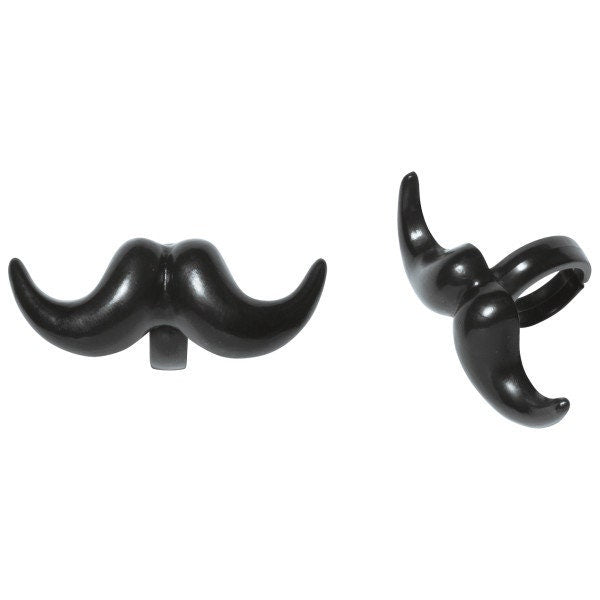 12 MUSTACHE Cupcake Rings Stache Bash Picks Cake Toppers Decoration Birthday Party Craft Supply