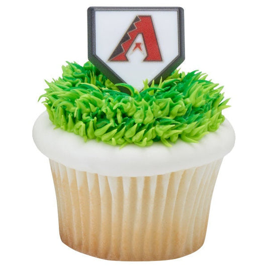 12 ARIZONA DIAMONDBACKS Cupcake Rings MLB Home Plate Cake Toppers for Birthday Party Decoration