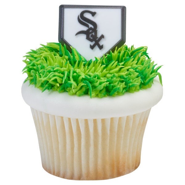 12 CHICAGO WHITE SOX Cupcake Rings Mlb Home Plate Cake Toppers for Birthday Party Decoration