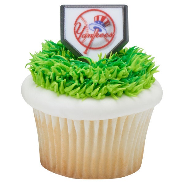 12 NEW YORK YANKEES Cupcake Rings Mlb Home Plate Cake Toppers for Birthday Party Decoration