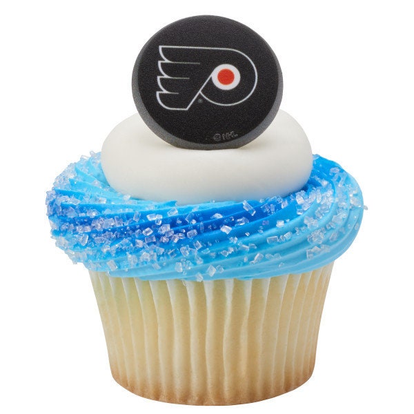 12 PHILADELPHIA FLYERS Cupcake Rings NHL Cake Toppers for Birthday Party Decoration