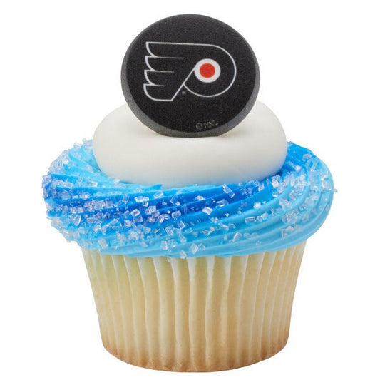 12 PHILADELPHIA FLYERS Cupcake Rings NHL Cake Toppers for Birthday Party Decoration Craft Supply