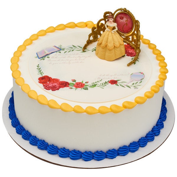 DISNEY PRINCESS Cake Topper Belle Beautiful as a Rose Crown Cake Decoration Decoset Birthday Craft Supply