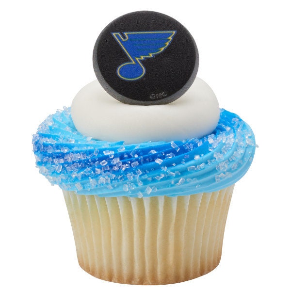 12 ST. LOUIS BLUES Cupcake Rings Nhl Cake Toppers for Birthday Party Decoration