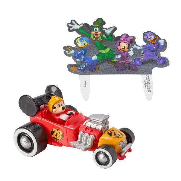 MICKEY MOUSE ROADSTER Cake Topper Racecar Goofy Donald Duck Party Cake Decoration Birthday Decoset Craft Supply