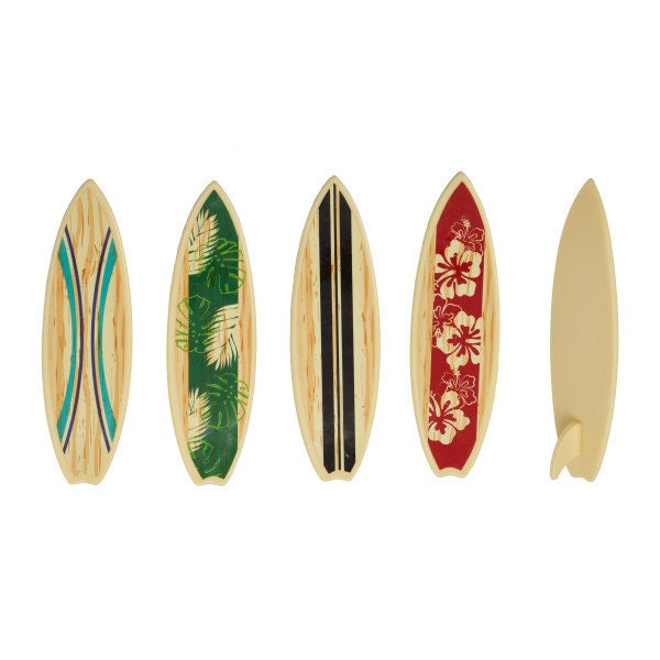 12 SURF BOARD LAYONS Cupcake Surfin' Beach Summer Cake Toppers for Birthday Party Decoration