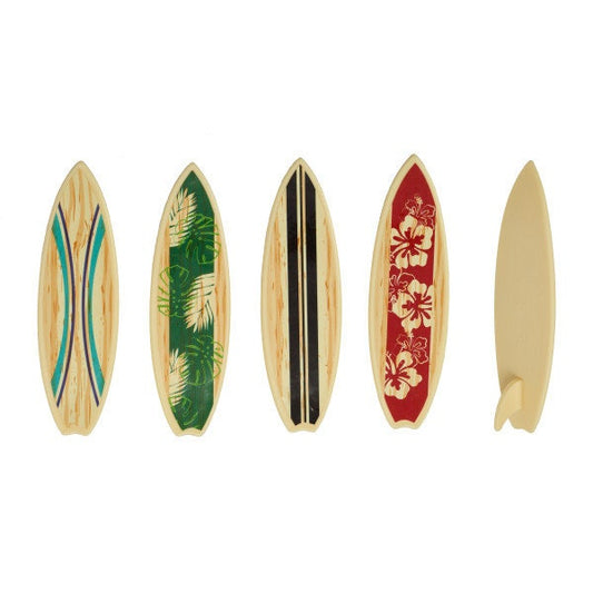 12 SURF BOARD LAYONS Cupcake Surfin' Beach Summer Cake Toppers for Birthday Party Decoration