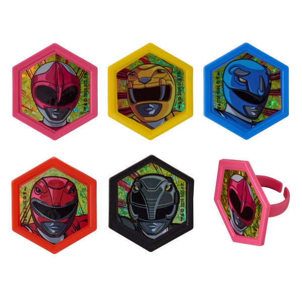 12 POWER RANGER Cupcake Rings Morphinominal Cake Toppers for Birthday Party Decoration