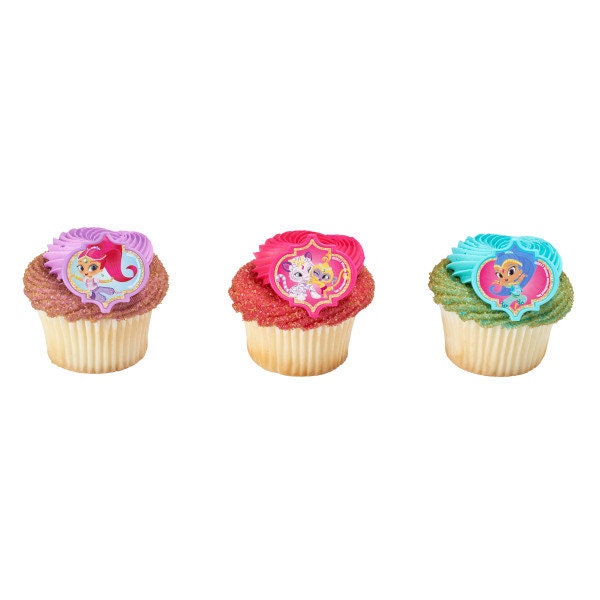 12 SHIMMER AND SHINE Cupcake Rings Make a Wish! Cake Toppers for Birthday Party Decoration