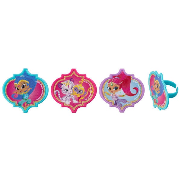 12 SHIMMER AND SHINE Cupcake Rings Make a Wish! Cake Toppers for Birthday Party Decoration Craft Supply