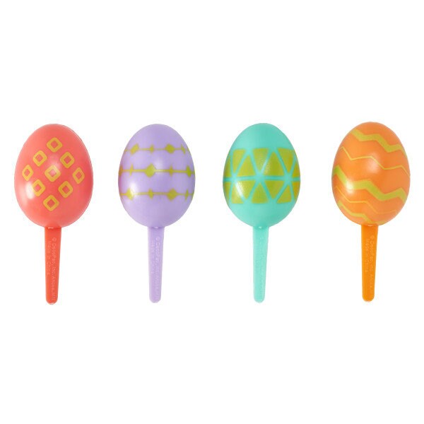 12 EASTER EGG Cupcake Picks Baptism Easter Christian Jesus Church Religious Cake Toppers Rings Party Decoration