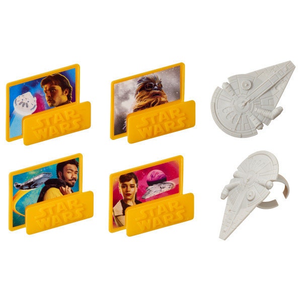 12 STAR WARS Cupcake Rings Story Han Solo Cake Toppers Birthday Party Decoration Craft Supply