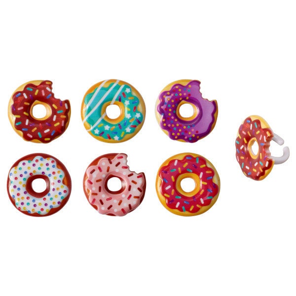 DONUT ASSORTMENT Cupcake Rings (12) Cake Toppers Birthday Party Decoration