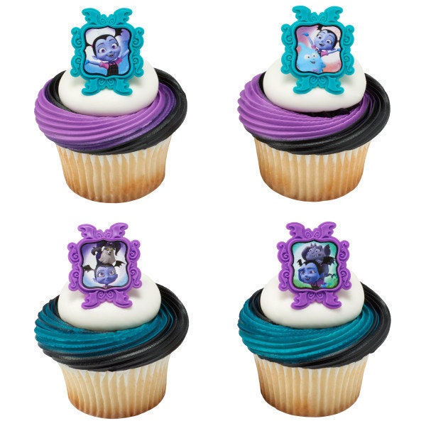 12 VAMPIRINA Cupcake Rings Sweet As Can Vee Birthday Cake Toppers Party Decoration